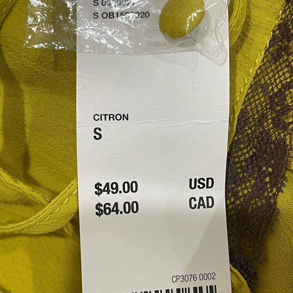 NWT chartreuse baby doll cami green yellow with buttons - Picture 4 of 7